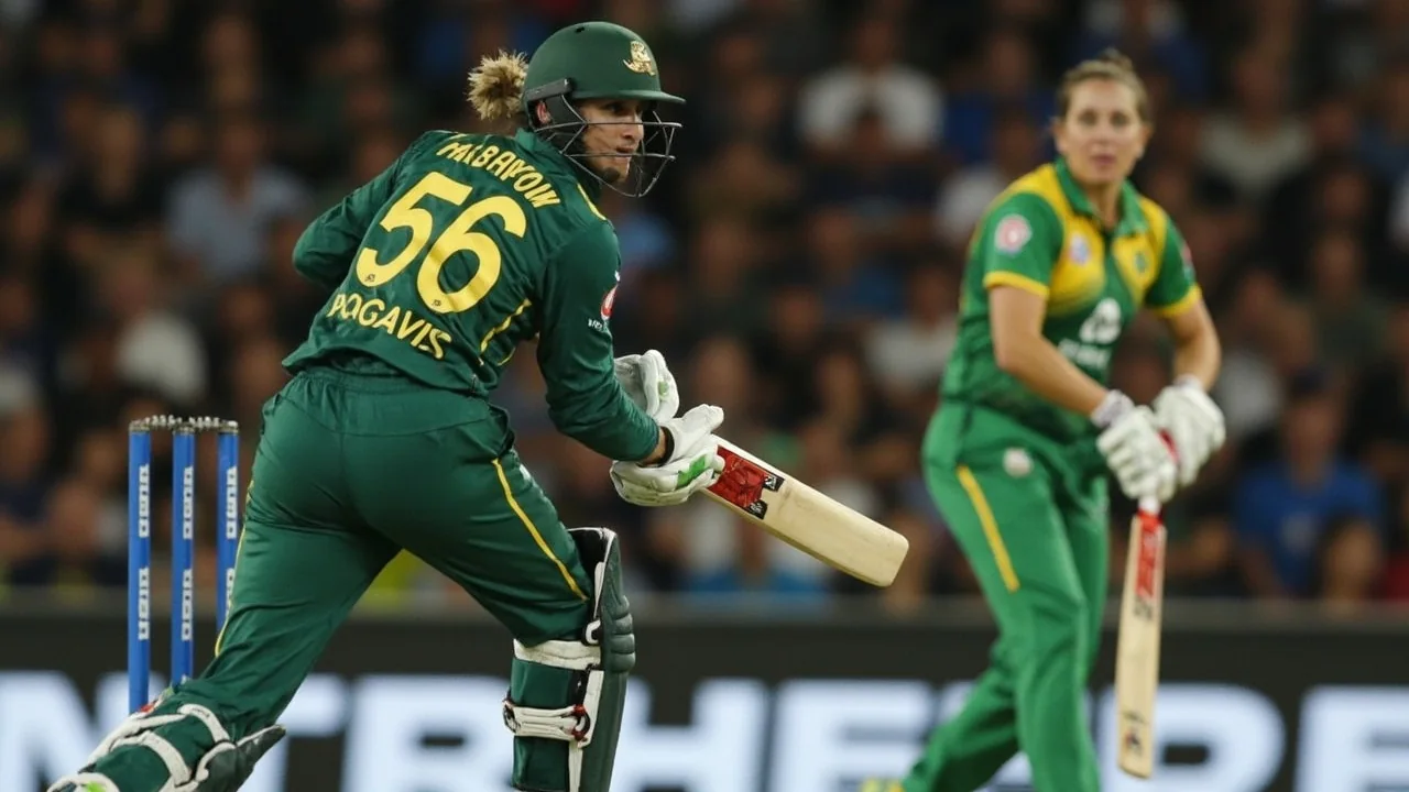 Marizanne Kapp bowling at the Kennington Oval during the ICC Women's T20 World Cup 2026 semifinal, in a tight sideline action frame - sports ipl editorial
