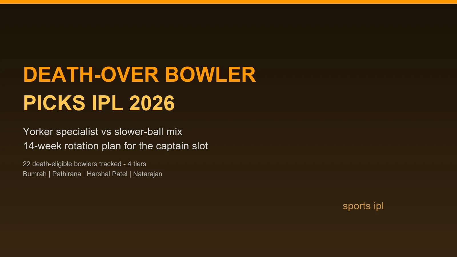 Fantasy Cricket Death Over Bowler Picks IPL 2026 - sports ipl editorial cover